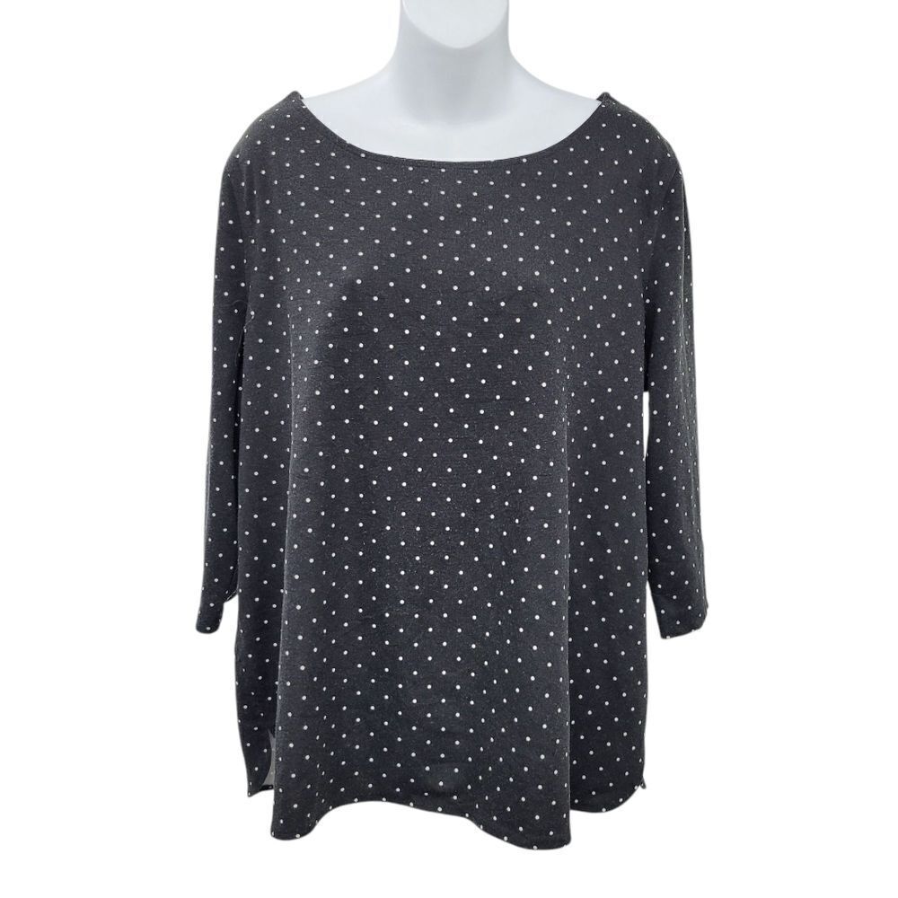 2/$20 Alfred Sung Black & White Polka Dots Top BlouseSize: XXL
